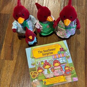 Woodzeez Cardinal Bird Family Toy Set with Book